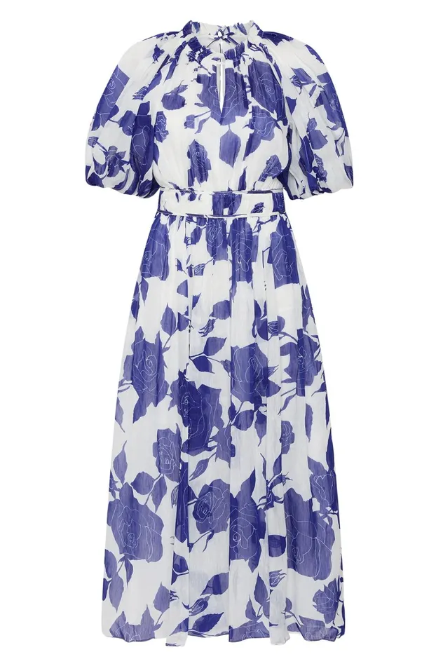Elysium Blouson Midi Dress Neo Rose Women Aje Wedding Guest Dresses