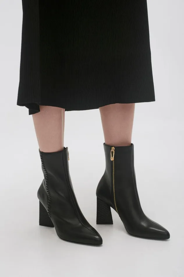 Ether Whipstitch Short Boot Black Women Aje Shoes