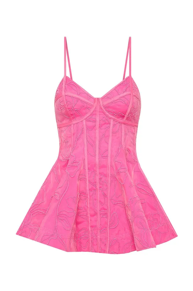 Evangeline Flared Camisole Top Protea Pink Women Aje Tops