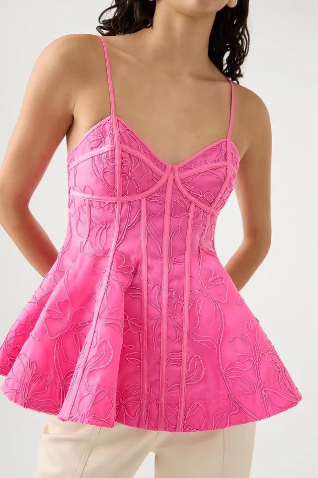 Evangeline Flared Camisole Top Protea Pink Women Aje Tops