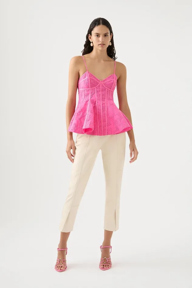 Evangeline Flared Camisole Top Protea Pink Women Aje Tops
