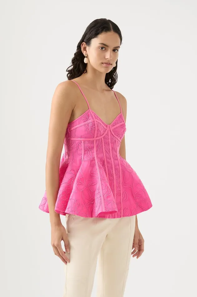 Evangeline Flared Camisole Top Protea Pink Women Aje Tops