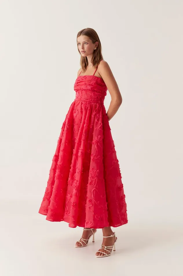 Evangeline Midi Dress Bougainvillea Red Women Aje Bridesmaid Dresses