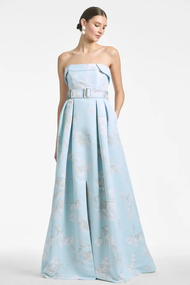Evening Women Sachin and Babi Brielle Gown 8211 Sky Venetia Petals