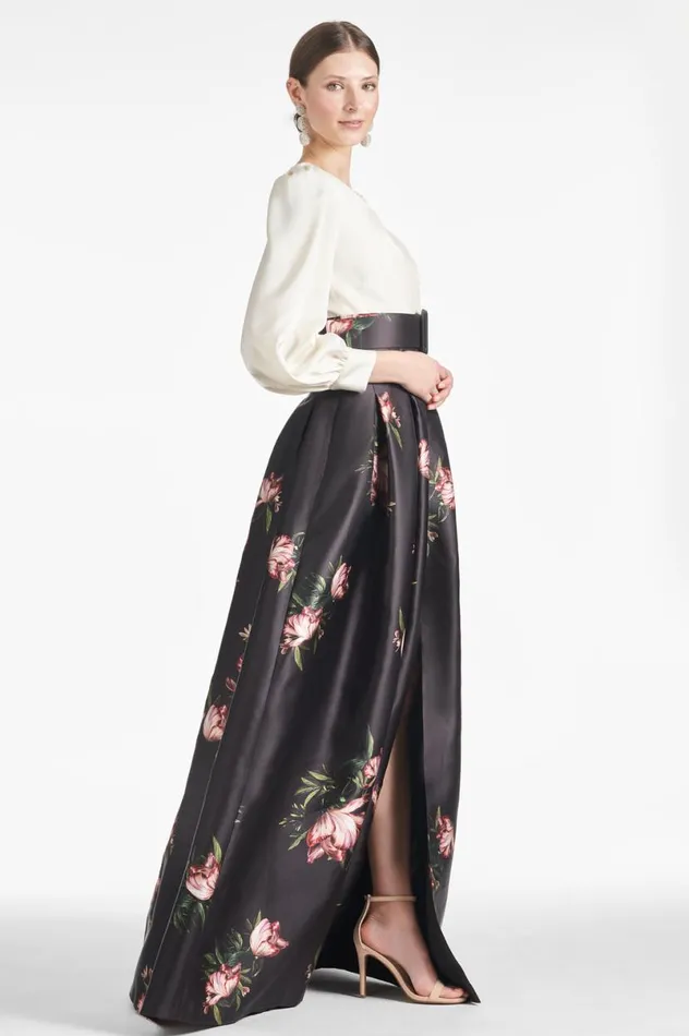 Evening Women Sachin and Babi Zoe Gown 8211 IvoryNoir Blossom