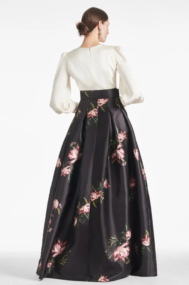 Evening Women Sachin and Babi Zoe Gown 8211 IvoryNoir Blossom