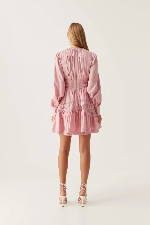 Fallingwater Ruched Mini Dress Chalk Pink Women Aje Pink Dresses