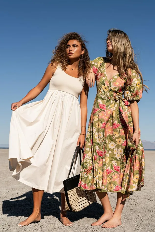Fawn Midi Dress Natural Women Bohme Dresses