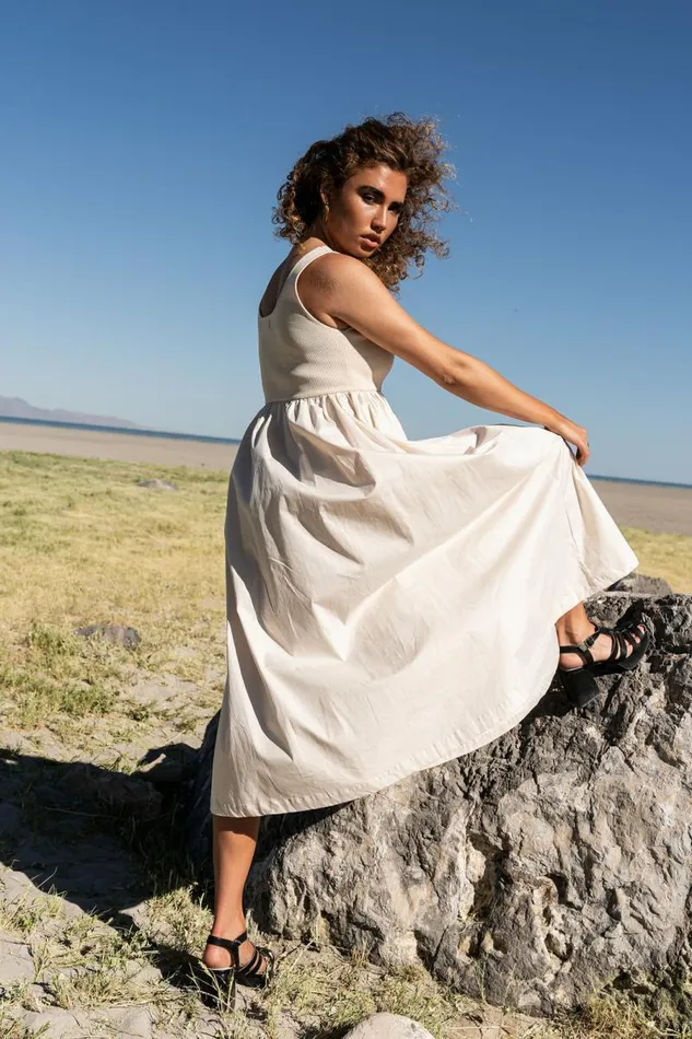 Fawn Midi Dress Natural Women Bohme Dresses
