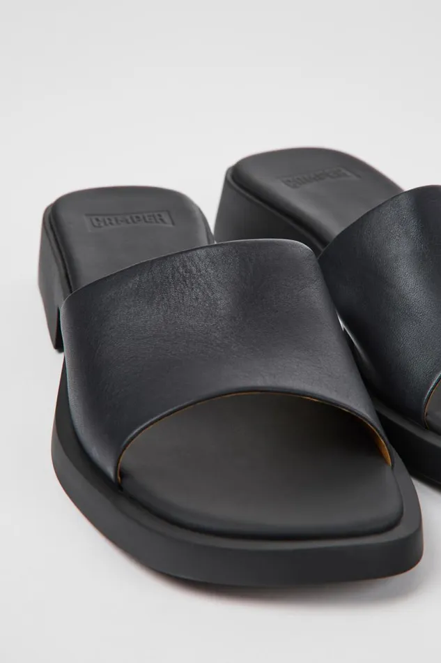 Flat Shoes Women Camper Dana Black Leather Sandals