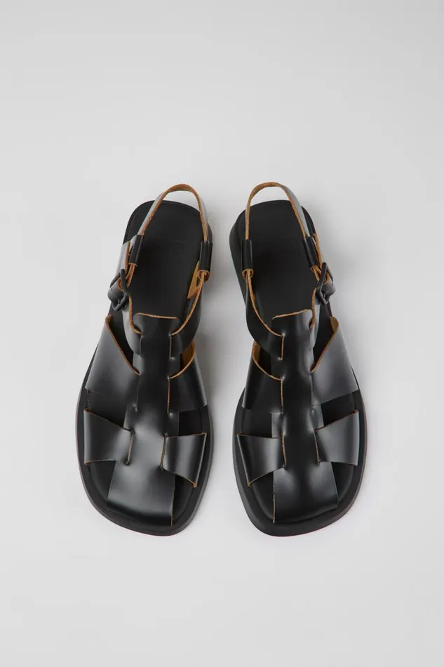 Flat Shoes Women Camper Dana Black Leather Sandals Flat Shoes Women Camper Dana Black Leather Sandals