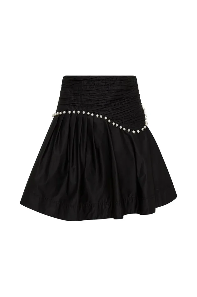 Florence Pearl Trim Mini Skirt Black Women Aje Skirts