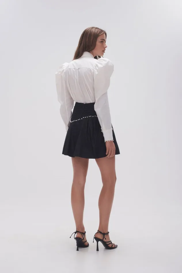 Florence Pearl Trim Mini Skirt Black Women Aje Skirts