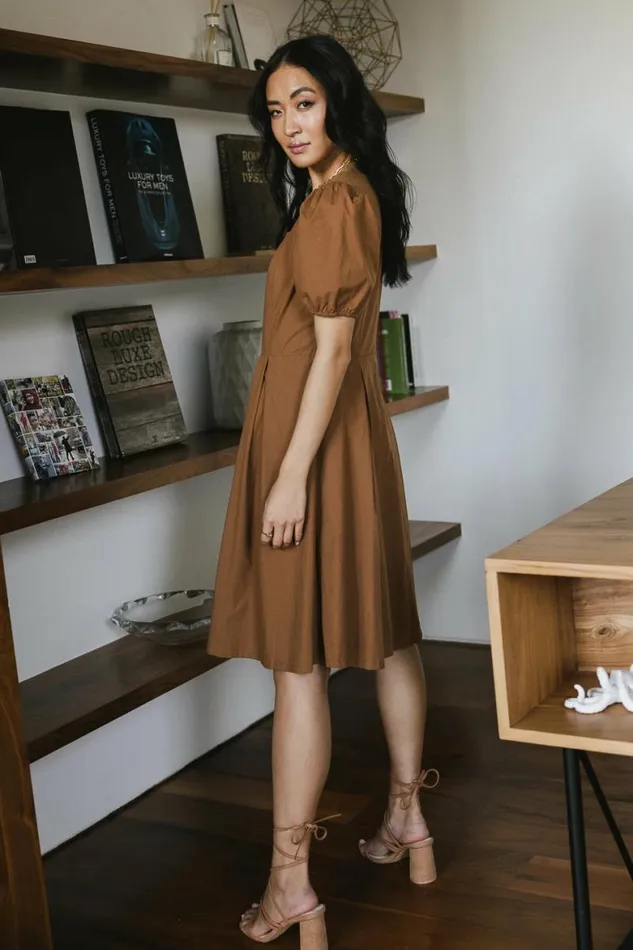 Florence Puff Sleeve Dress Camel Women Bohme Dresses