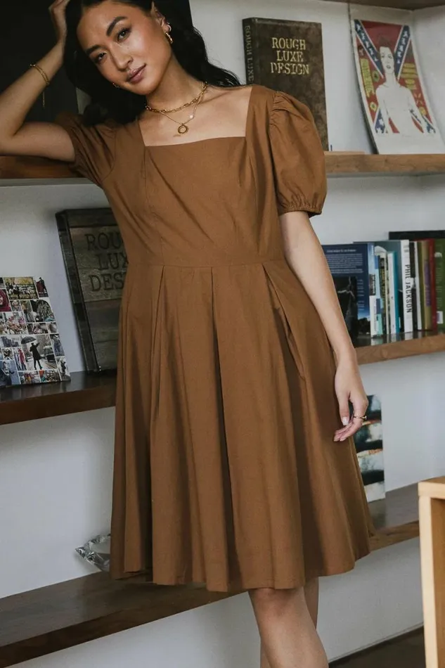 Florence Puff Sleeve Dress Camel Women Bohme Dresses
