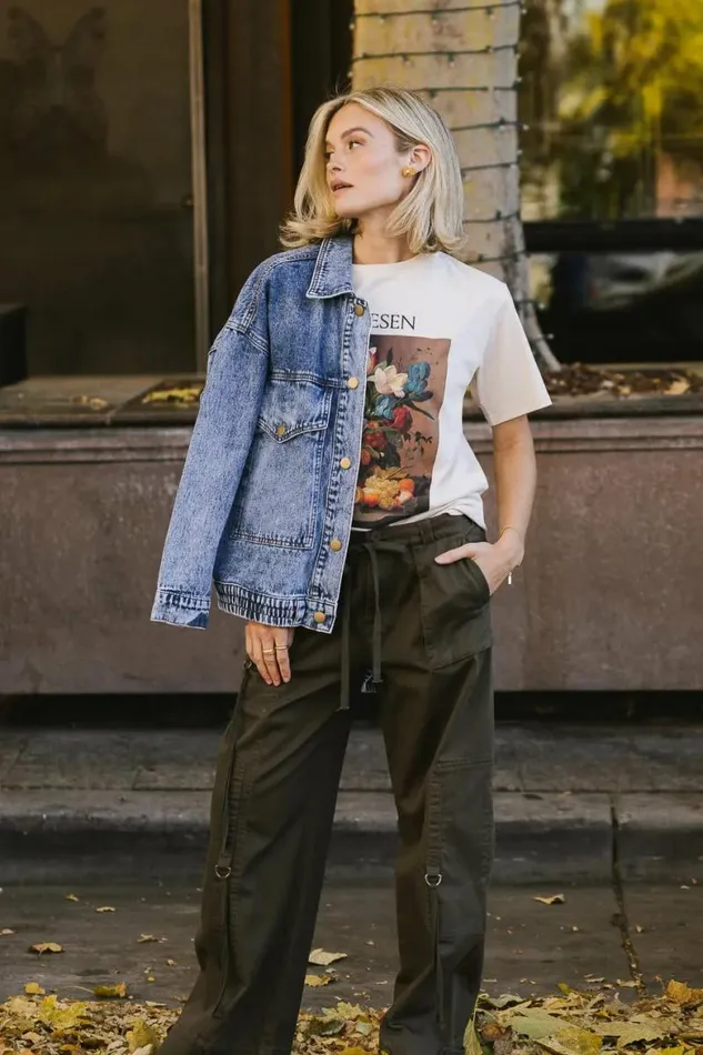 Flowers And Fruit Graphic Tee Cream Women Bohme Tees and Tanks