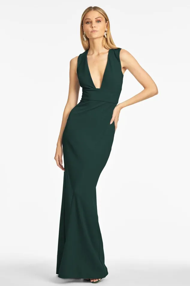 Formal Women Sachin and Babi Loretta 4Way Stretch Crepe Gown 8211 Emerald