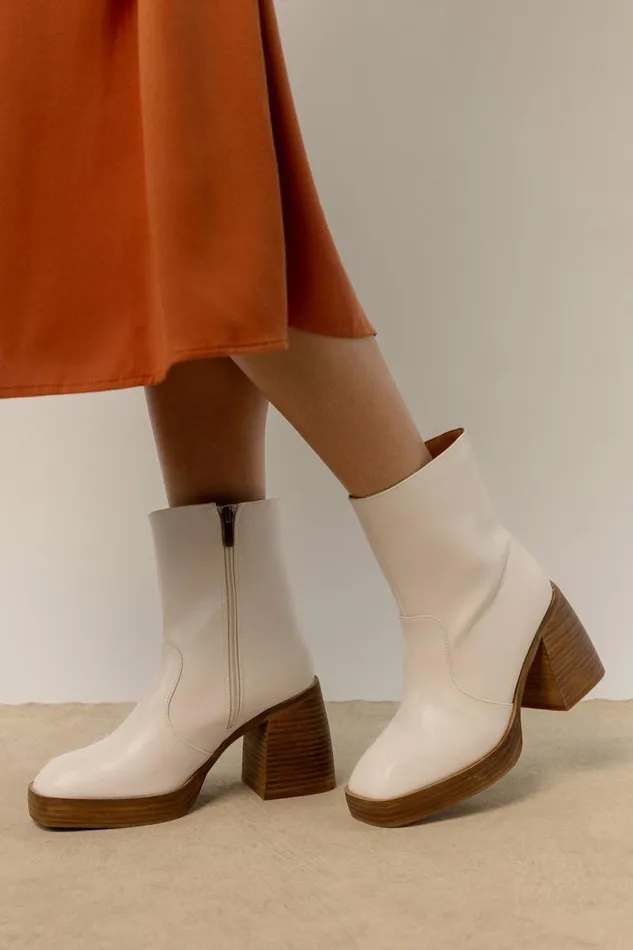 Foster Heeled Boots In Ivory 8211 FINAL SALE Ivory Women Bohme Shoes