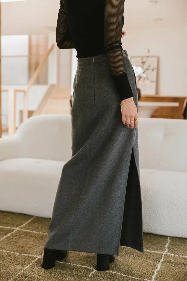 Francis Wool Blend Skirt Charcoal Women Bohme Skirts