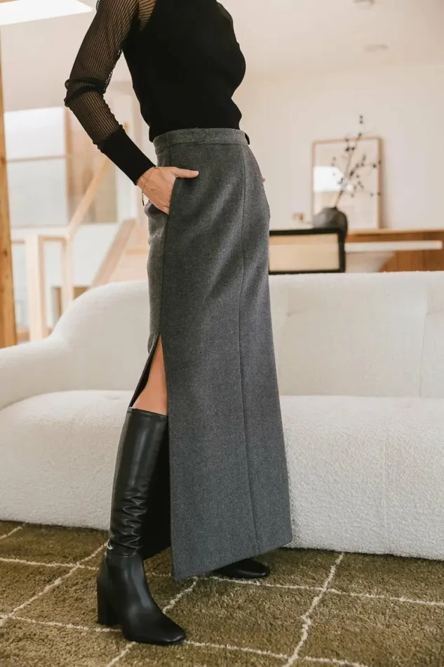 Francis Wool Blend Skirt Charcoal Women Bohme Skirts