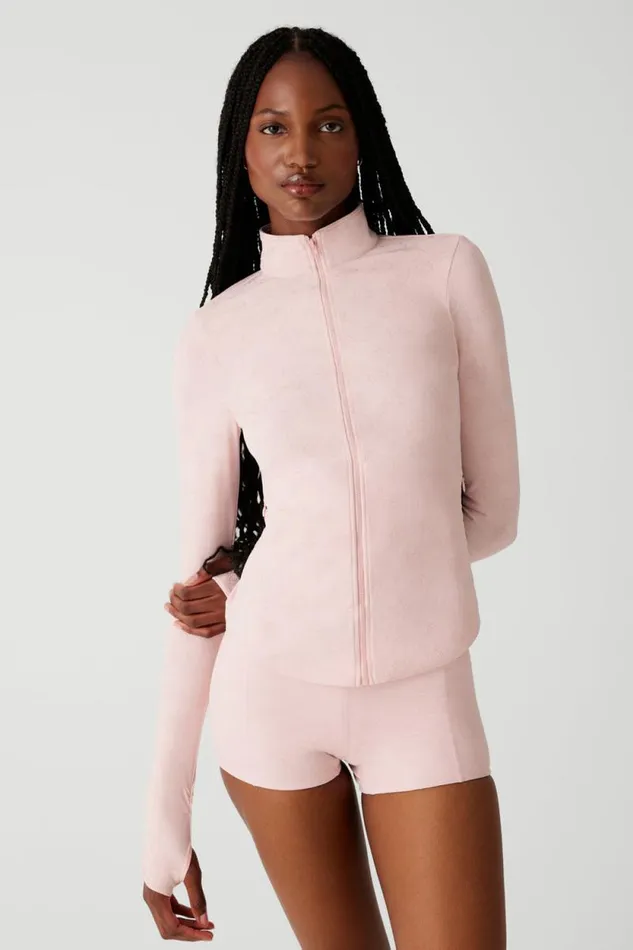 Frankies Bikinis Active Women Renee Zip Up Jacket Pink Petals