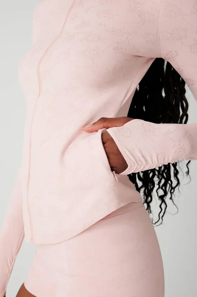 Frankies Bikinis Active Women Renee Zip Up Jacket Pink Petals