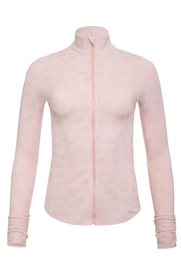 Frankies Bikinis Active Women Renee Zip Up Jacket Pink Petals