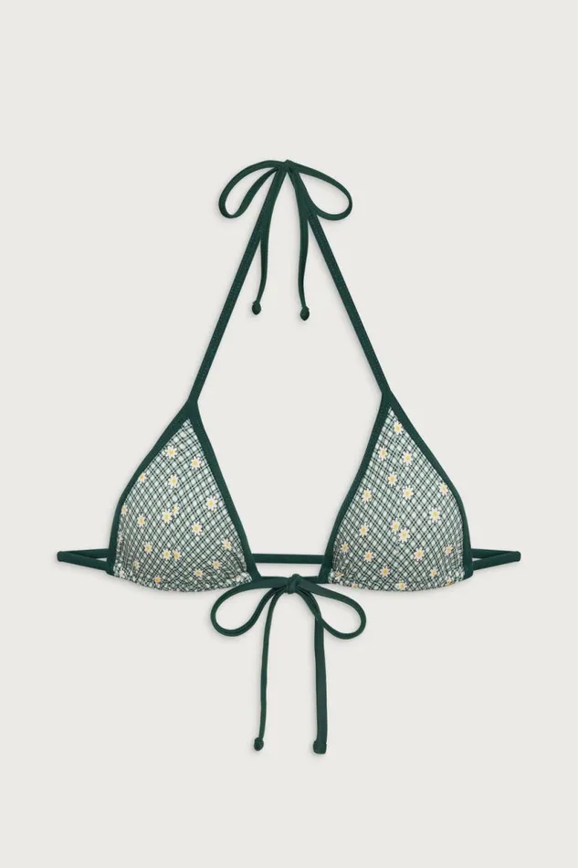 Frankies Bikinis Bikinis Women Coastal Halter Gingham Bikini Top Orchard Picnic