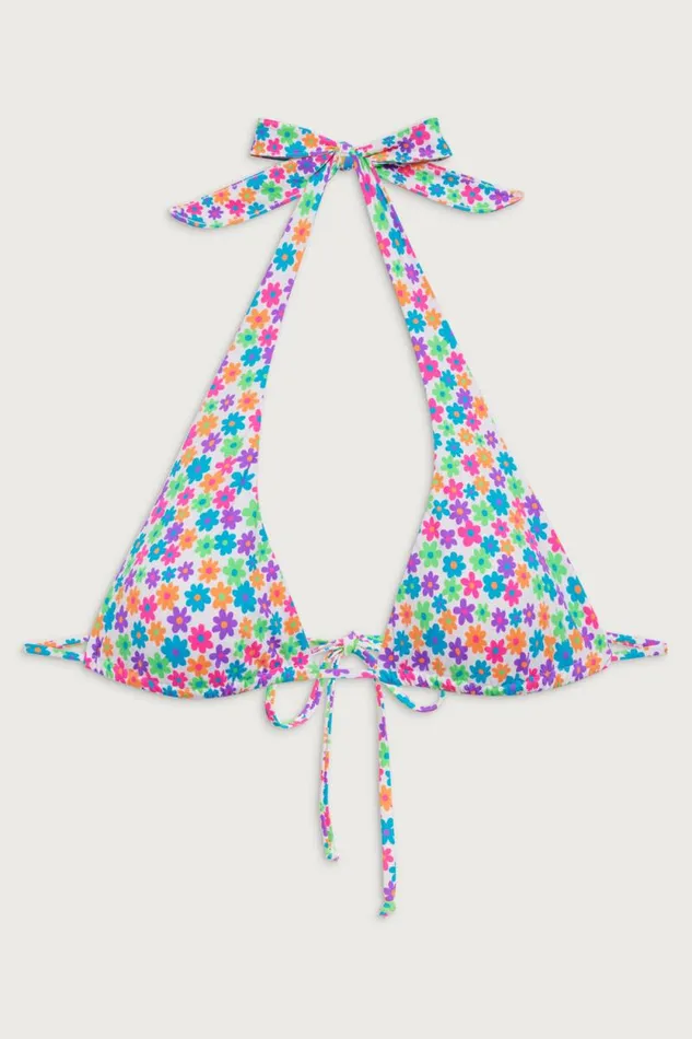 Frankies Bikinis Bikinis Women Diana Floral Halter Bikini Top Forever Flower