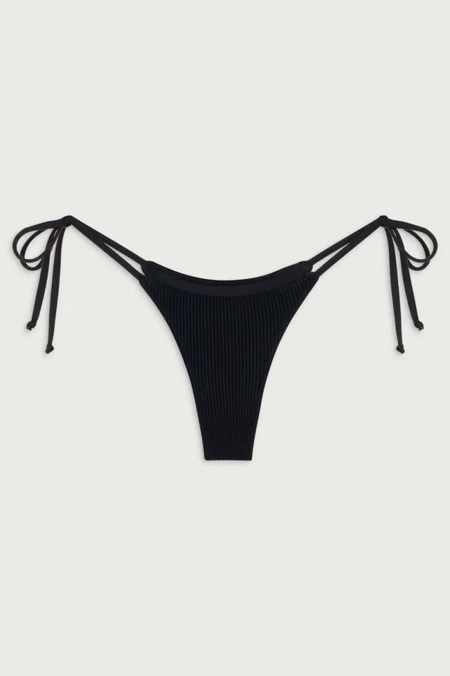Frankies Bikinis Bikinis Women Divine Ribbed Skimpy Bikini Bottom Black