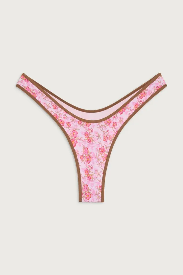 Frankies Bikinis Bikinis Women Full Moon Floral Micro Bikini Bottom Watercolor Hibiscus