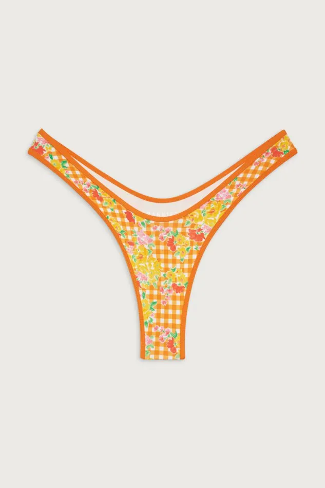 Frankies Bikinis Bikinis Women Full Moon Micro Bikini Bottom Marigold Gingham