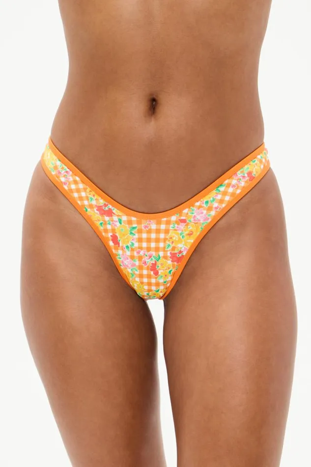 Frankies Bikinis Bikinis Women Full Moon Micro Bikini Bottom Marigold Gingham