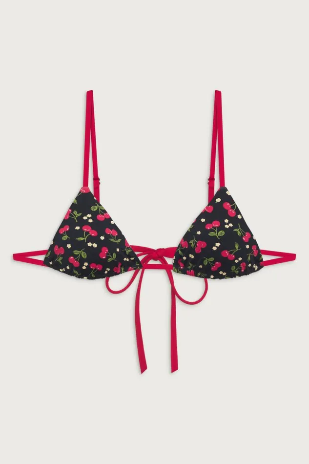 Frankies Bikinis Bikinis Women Lumia Triangle Bralette Bikini Top Cherry Hearts