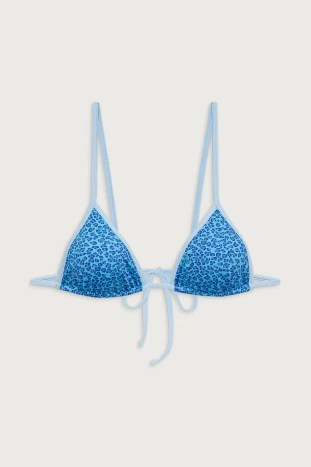Frankies Bikinis Bikinis Women Lumia Triangle Bralette Bikini Top Cobalt Cheetah