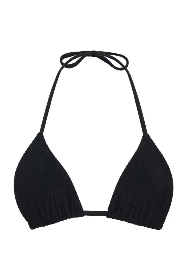 Frankies Bikinis Bikinis Women Nick Ribbed Triangle Top Black