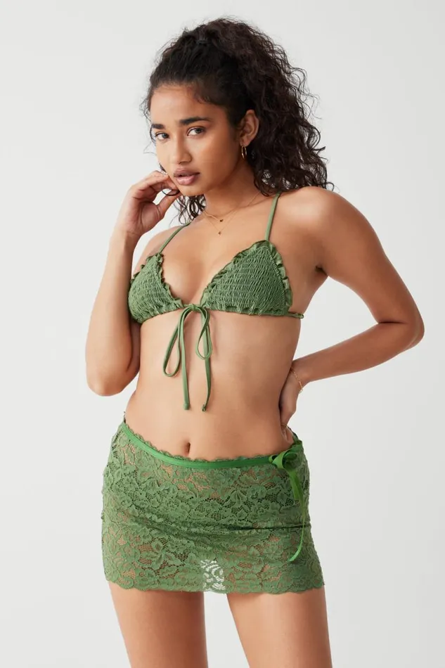 Frankies Bikinis Bikinis Women Penny Shine Triangle Bikini Top Sea Moss