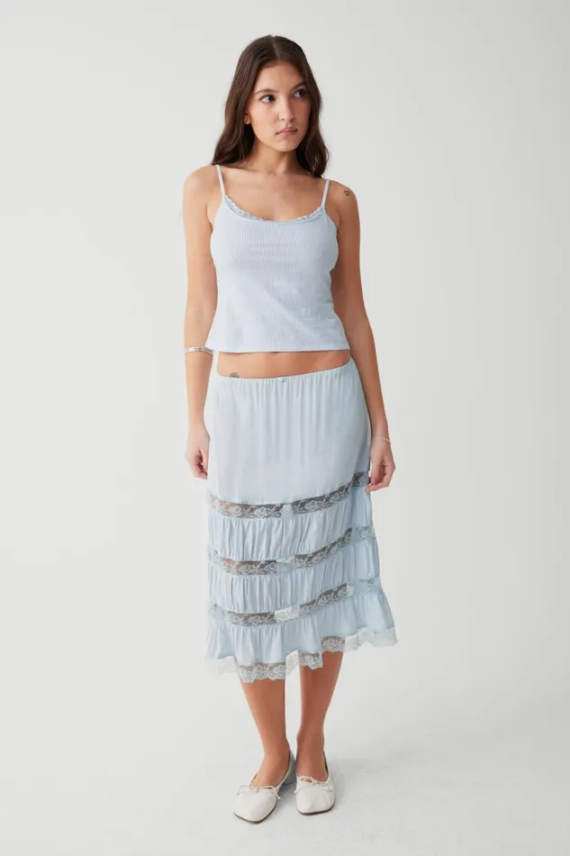 Frankies Bikinis Bottoms Women Solstice Midi Skirt Blue Porcelain