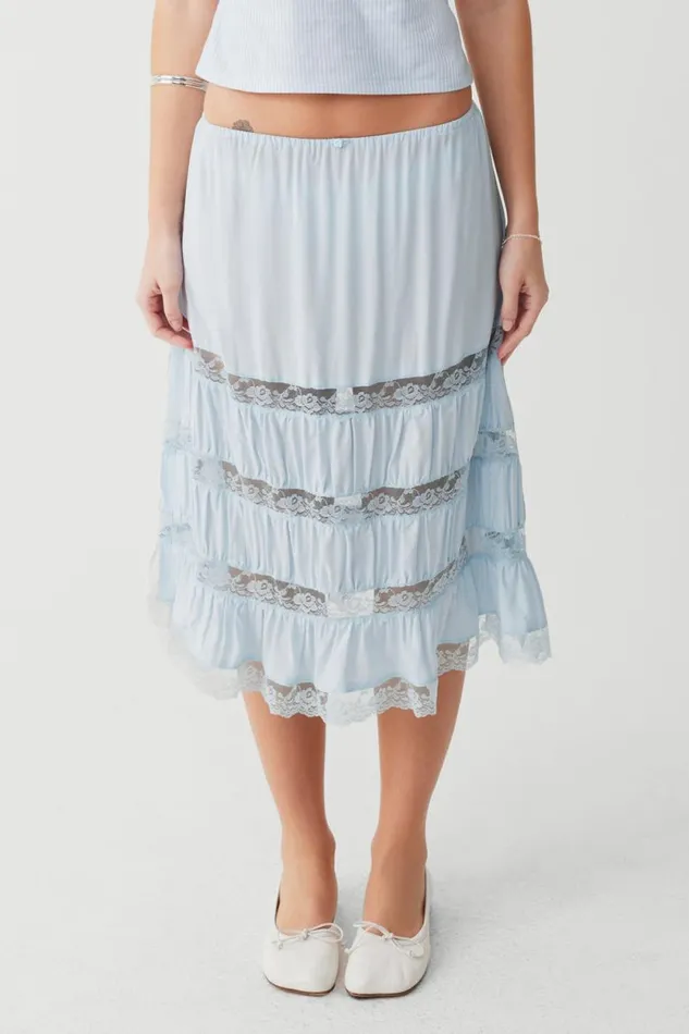 Frankies Bikinis Bottoms Women Solstice Midi Skirt Blue Porcelain