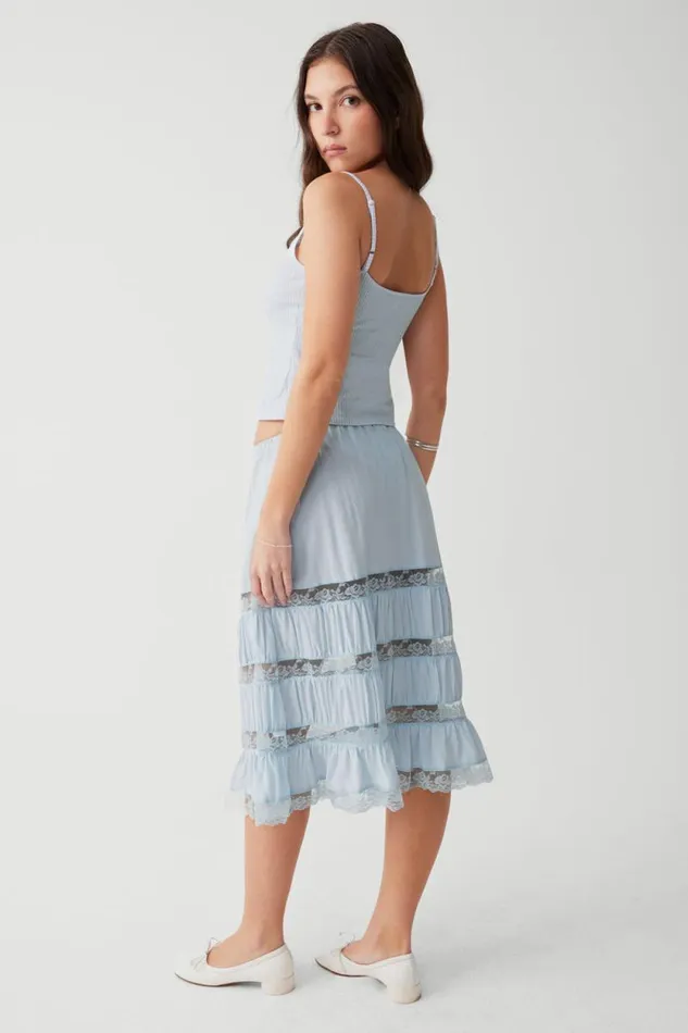 Frankies Bikinis Bottoms Women Solstice Midi Skirt Blue Porcelain