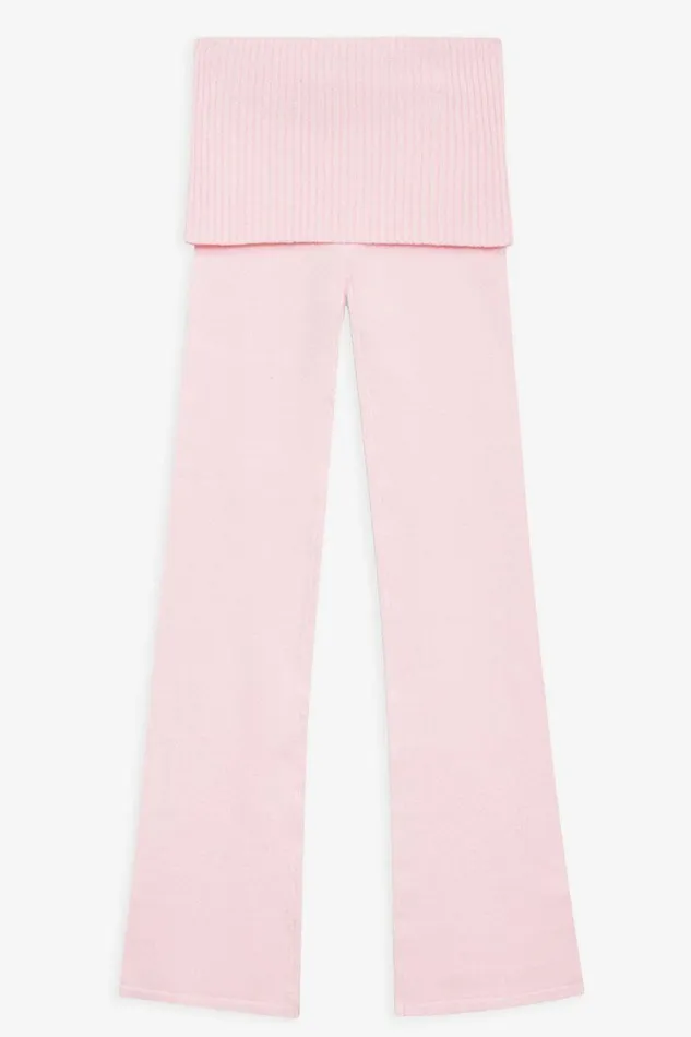 Frankies Bikinis Cloud Knits Women Mason Cloud Knit Flare Pant Rose Quartz