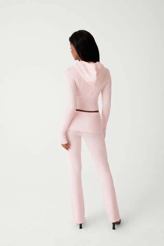 Frankies Bikinis Cloud Knits Women Mason Cloud Knit Flare Pant Rose Quartz