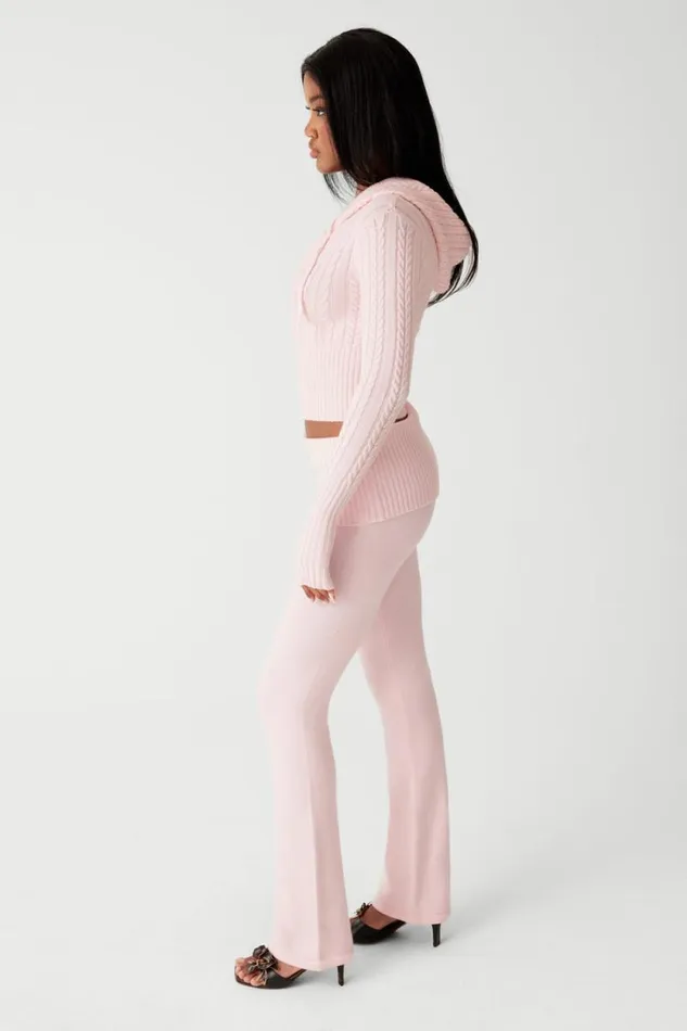 Frankies Bikinis Cloud Knits Women Mason Cloud Knit Flare Pant Rose Quartz