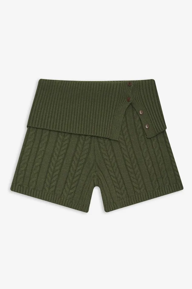 Frankies Bikinis Cloud Knits Women Nolan Cable Cloud Knit Mini Short Jade Green
