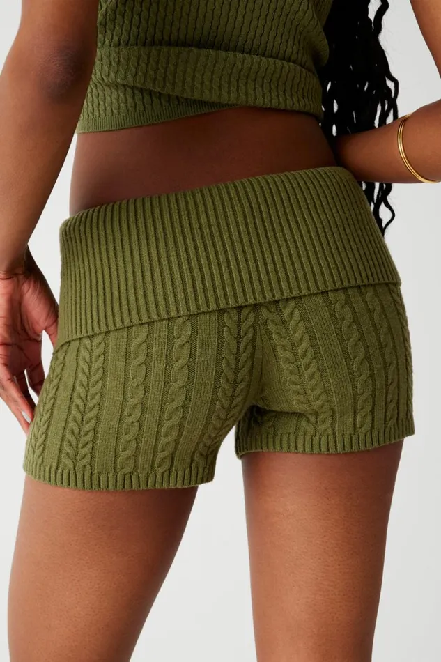 Frankies Bikinis Cloud Knits Women Nolan Cable Cloud Knit Mini Short Jade Green