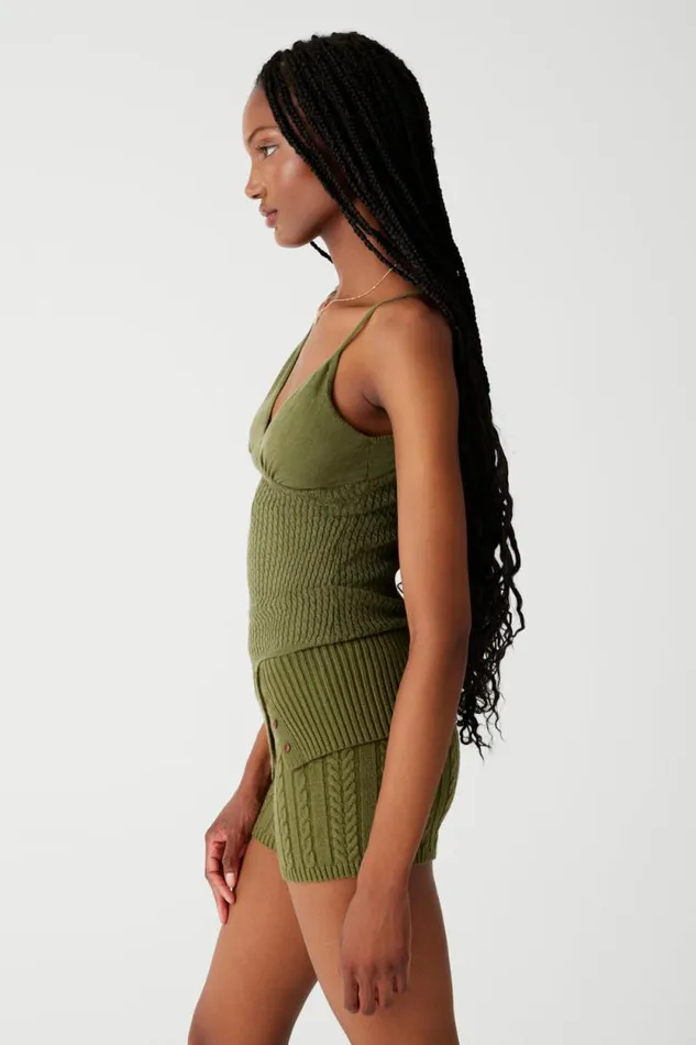Frankies Bikinis Cloud Knits Women Nolan Cable Cloud Knit Mini Short Jade Green