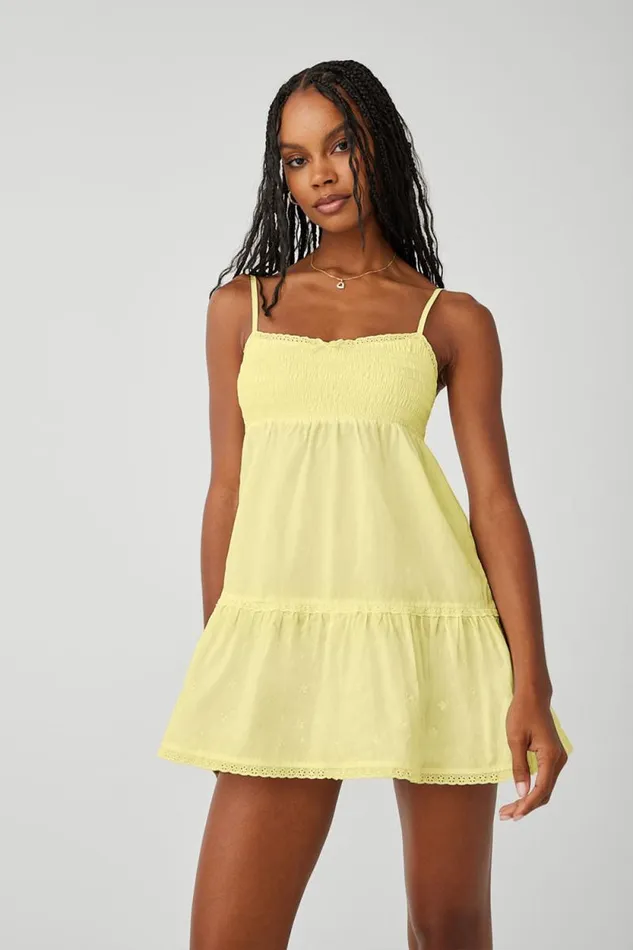 Frankies Bikinis Dresses Women Baby Embroidered Mini Dress Honey Butter