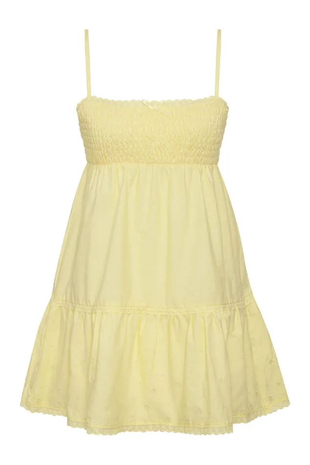 Frankies Bikinis Dresses Women Baby Embroidered Mini Dress Honey Butter