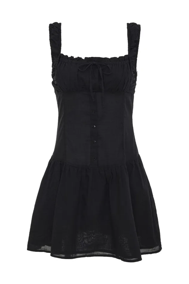 Frankies Bikinis Dresses Women Christa Ruffle Mini Dress Black