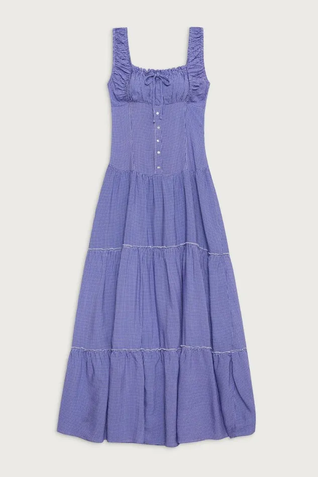 Frankies Bikinis Dresses Women Christabelle Ruffle Maxi Dress Sailor Gingham